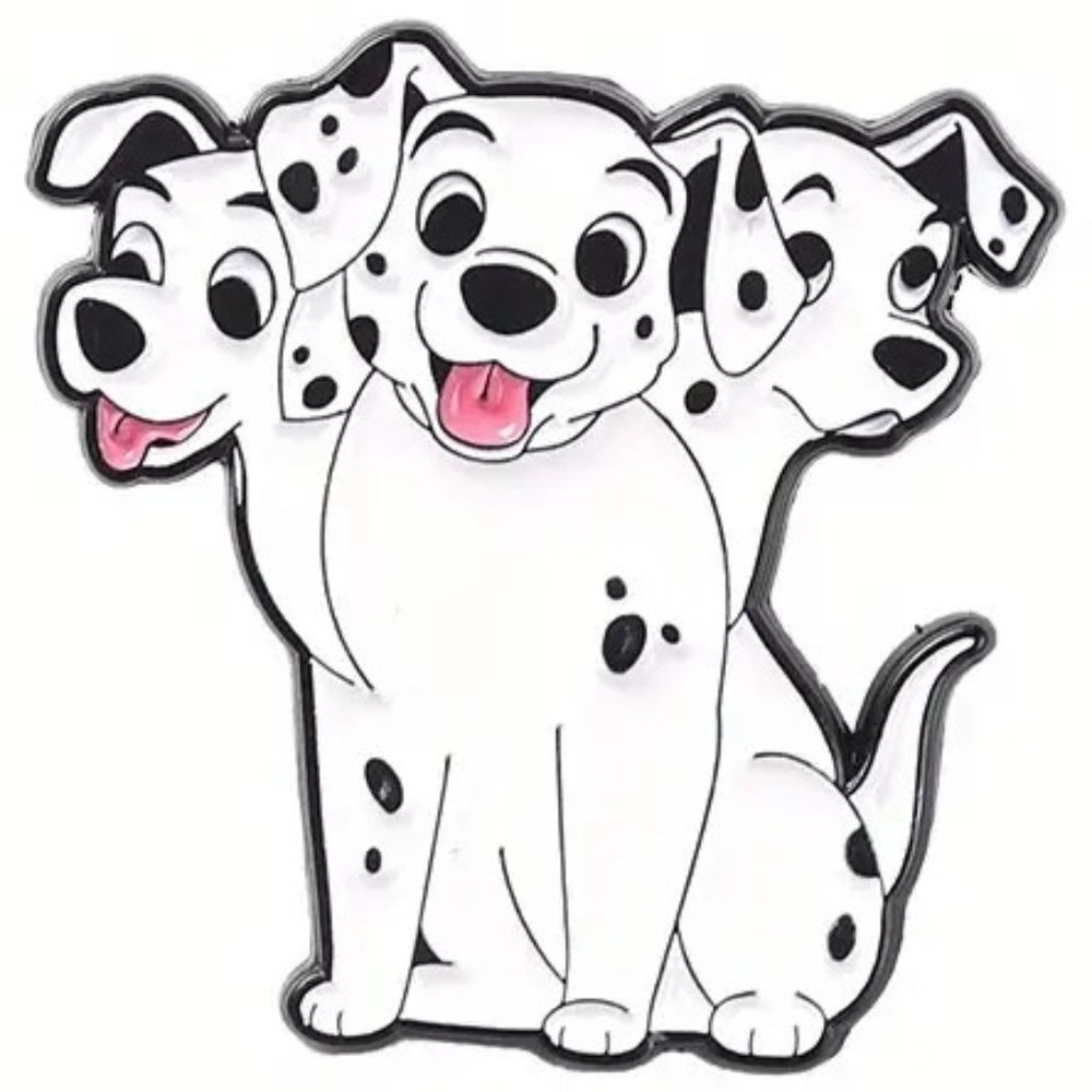 3 Head Dalmation Dog Enamel Pin Puppy Brooch Funny Bag Charm Backpack Whimsical